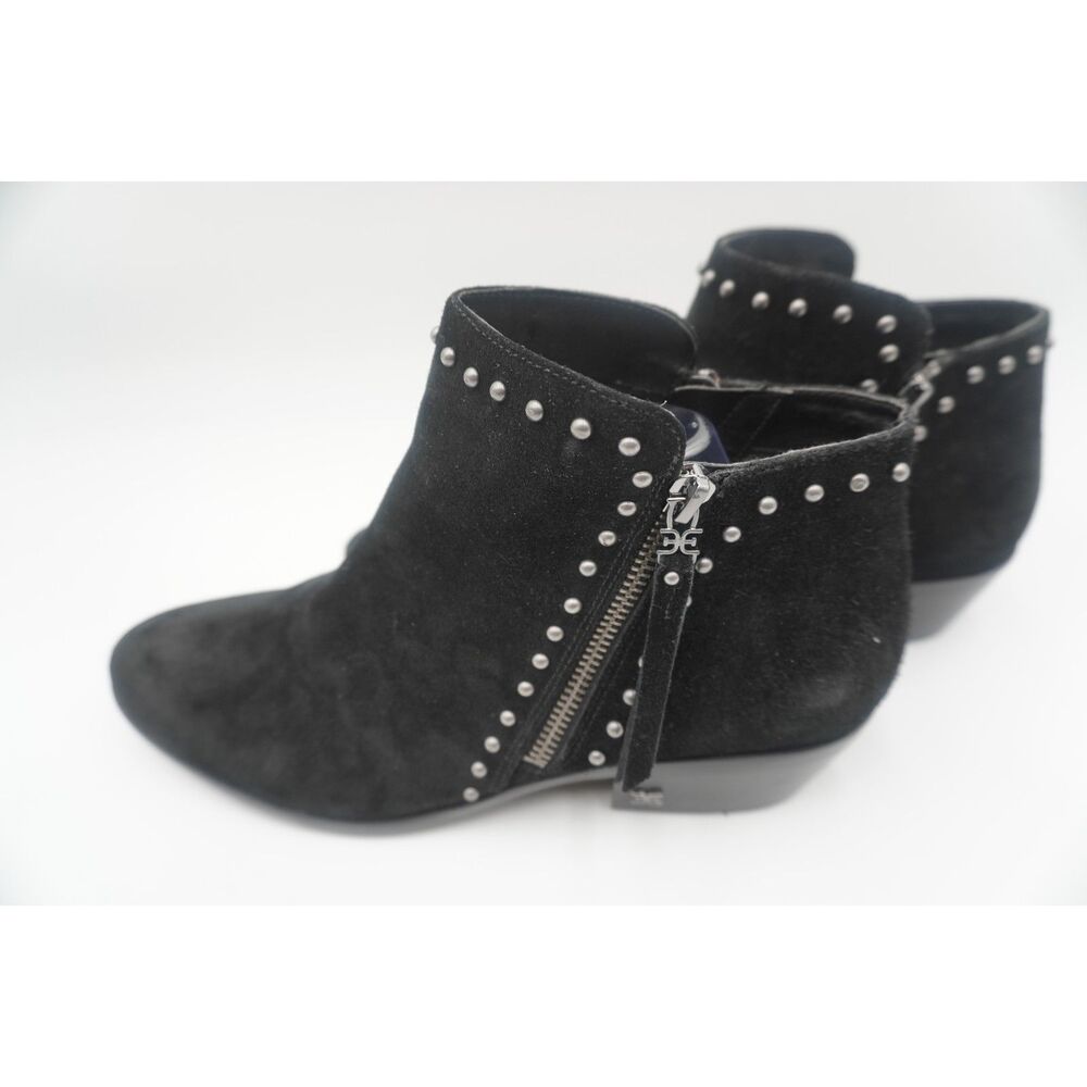 Sam Edelman Paola Black Studded Suede Almond Toe Embellished Leather Boots Siz11